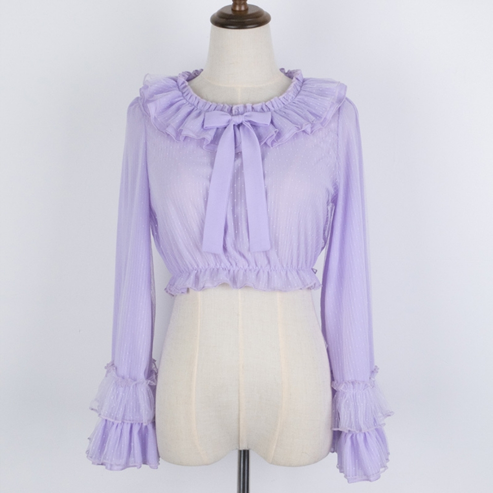 Lavender Sakurada Fawn Long Sleeve Cotton Blouse XL